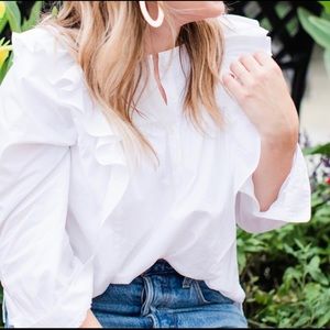 J crew ruffle 3/4 sleeve blouse